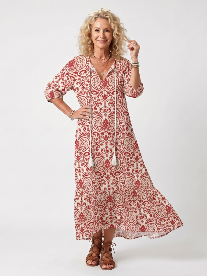 Noelle — Abito Midi con Stampa Ornamentale