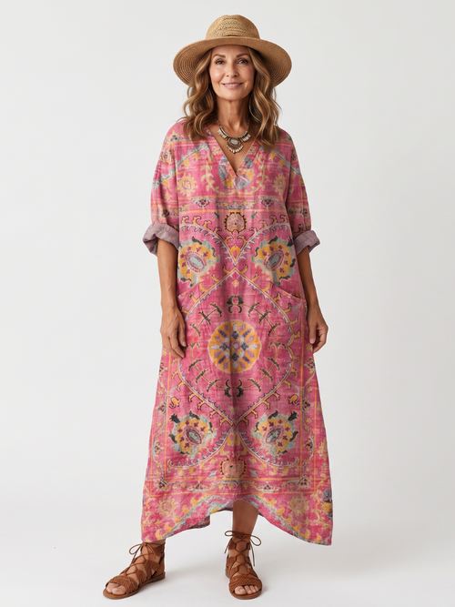 Tilda — Abito Midi con Stampa Astratta