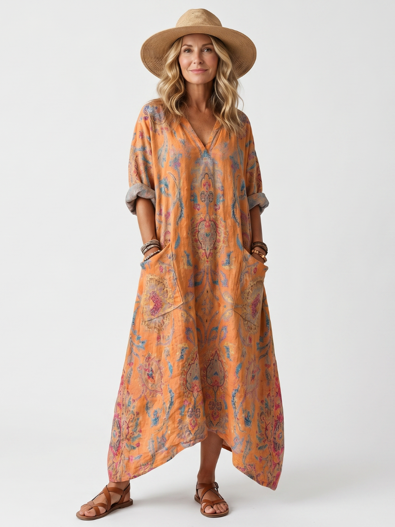 Remi vestido midi estampado con bolsillos
