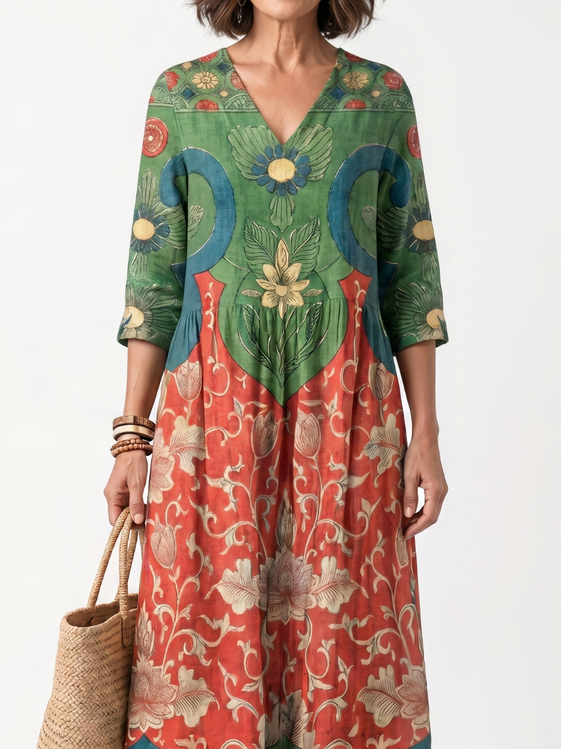 Sloane — Abito Midi con Stampa Mista