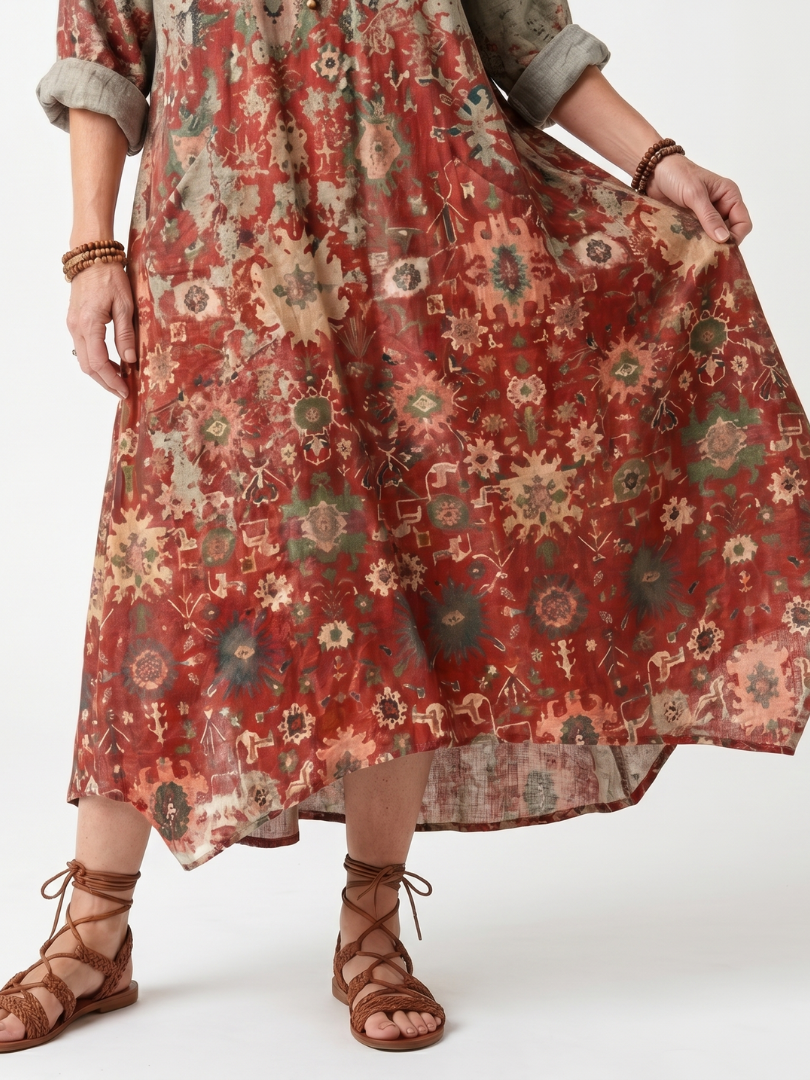 Saffron — Abito Midi Ampio con Tasche