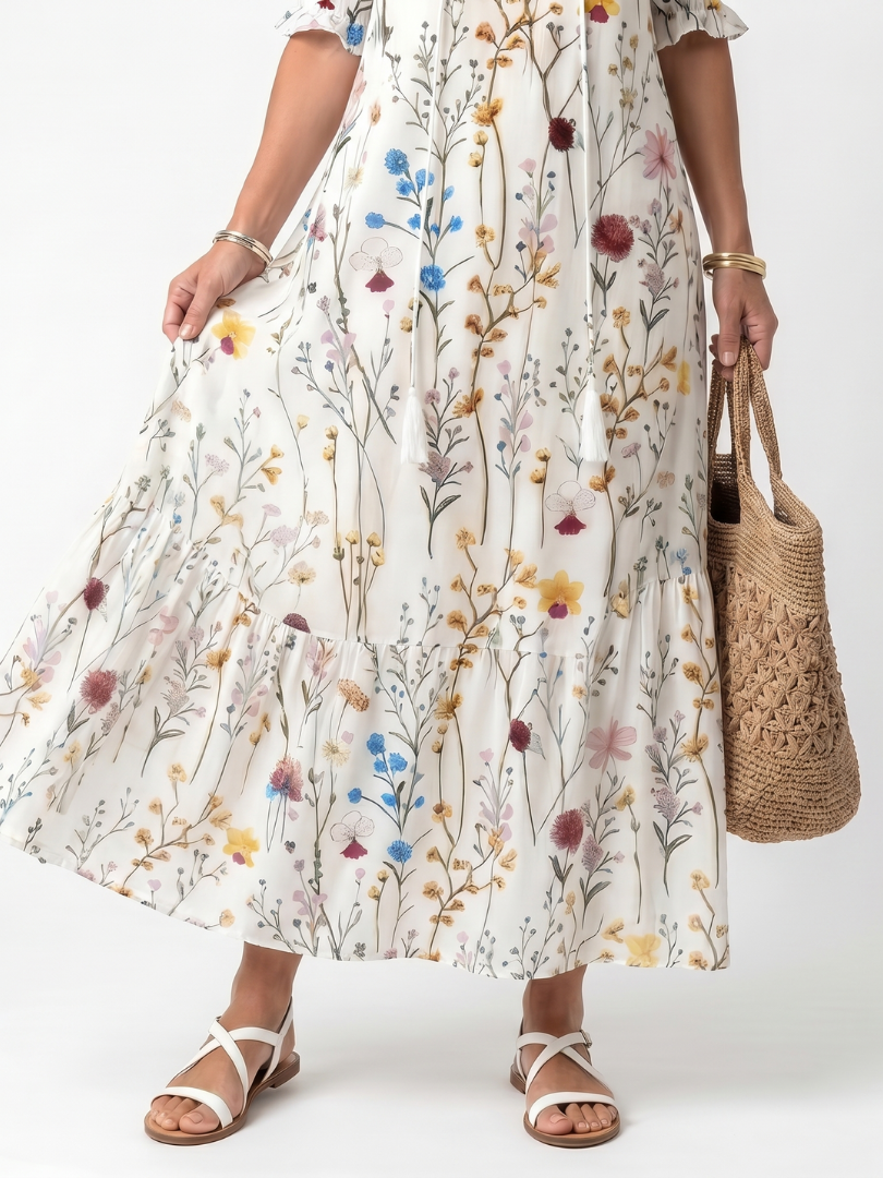 Sylvie — Abito Midi con Stampa Botanica