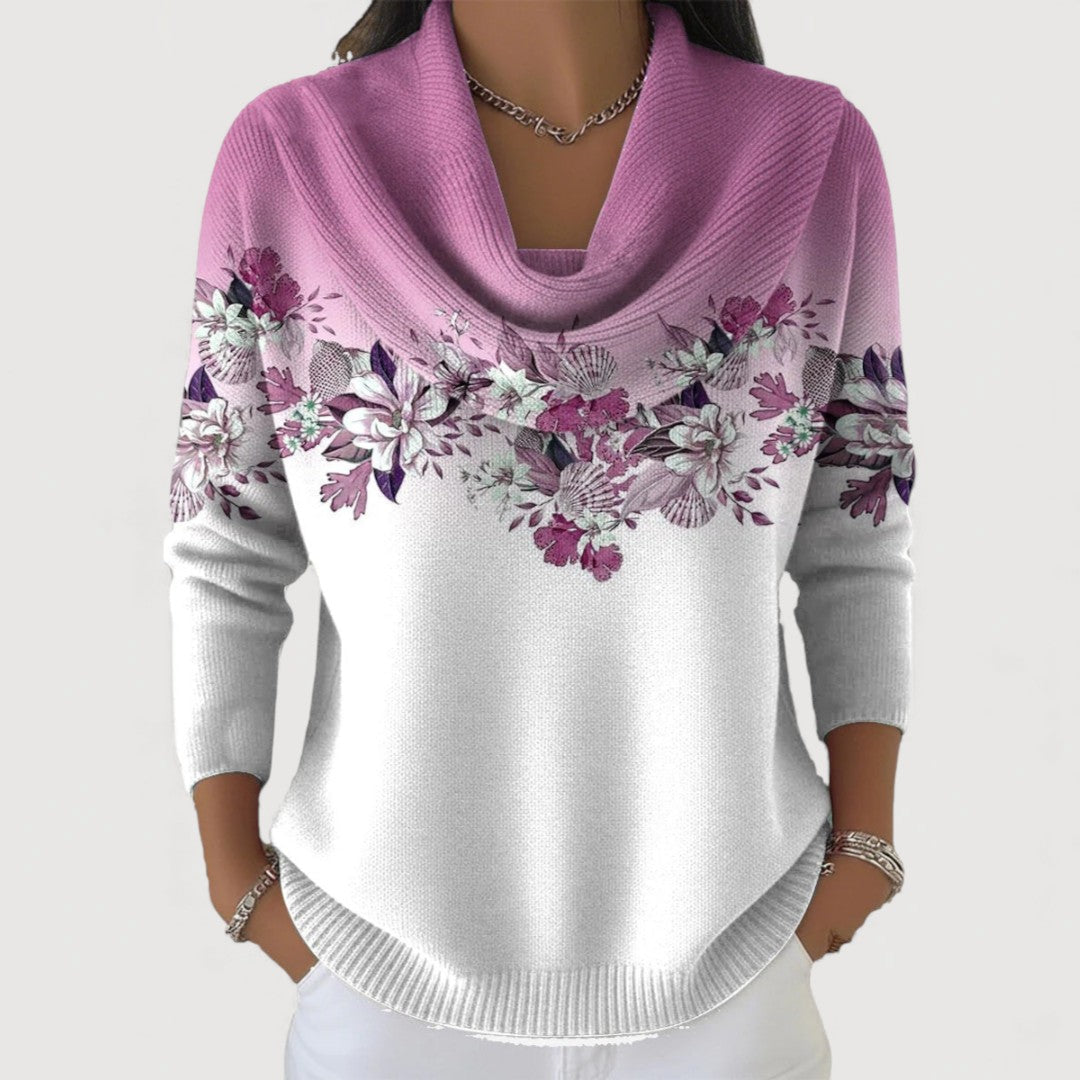 Alba — Maglione Floreale a Collo Alto
