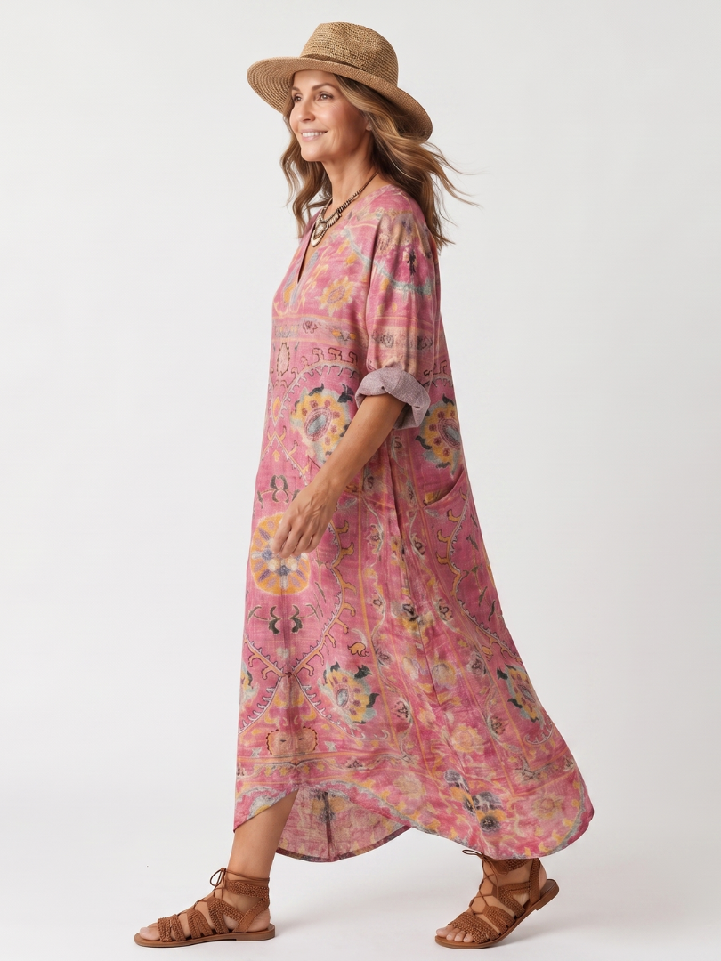 Tilda — Abito Midi con Stampa Astratta