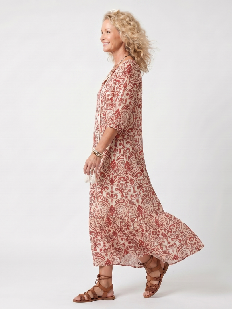 Noelle — Abito Midi con Stampa Ornamentale