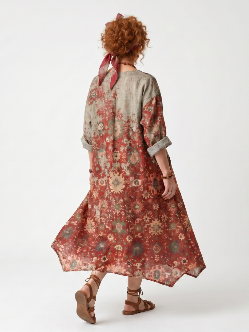 Saffron — Abito Midi Ampio con Tasche