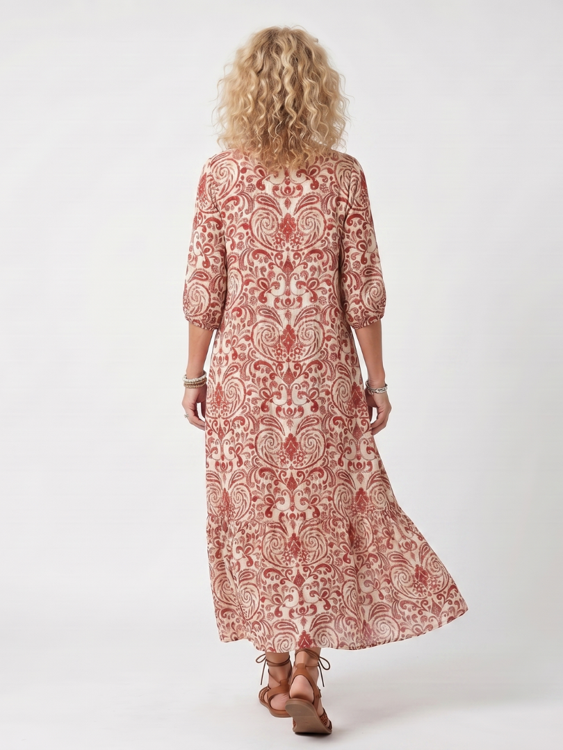 Noelle — Abito Midi con Stampa Ornamentale