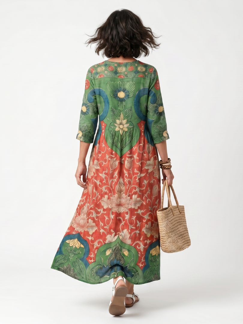Sloane — Abito Midi con Stampa Mista