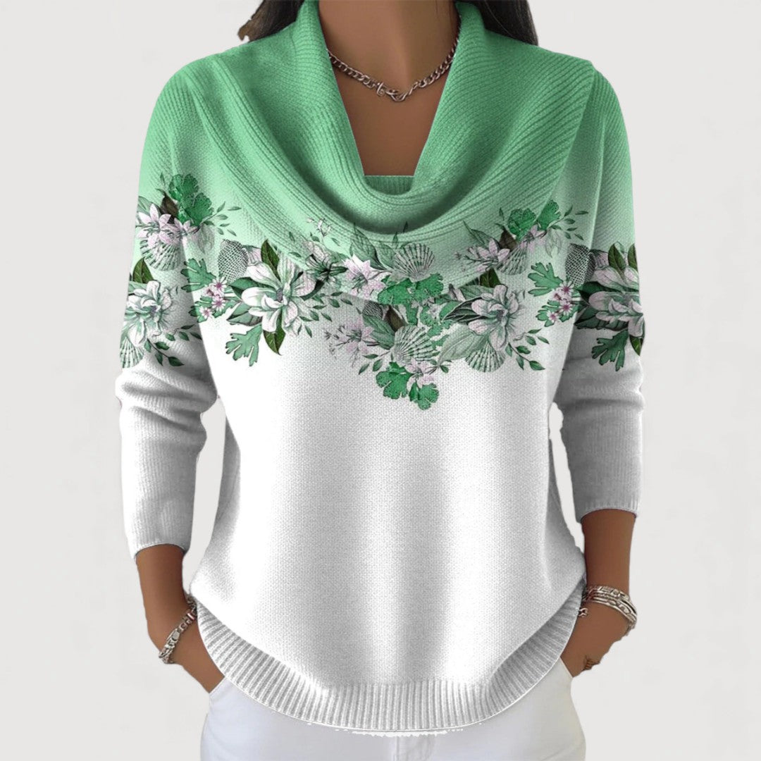Alba — Maglione Floreale a Collo Alto