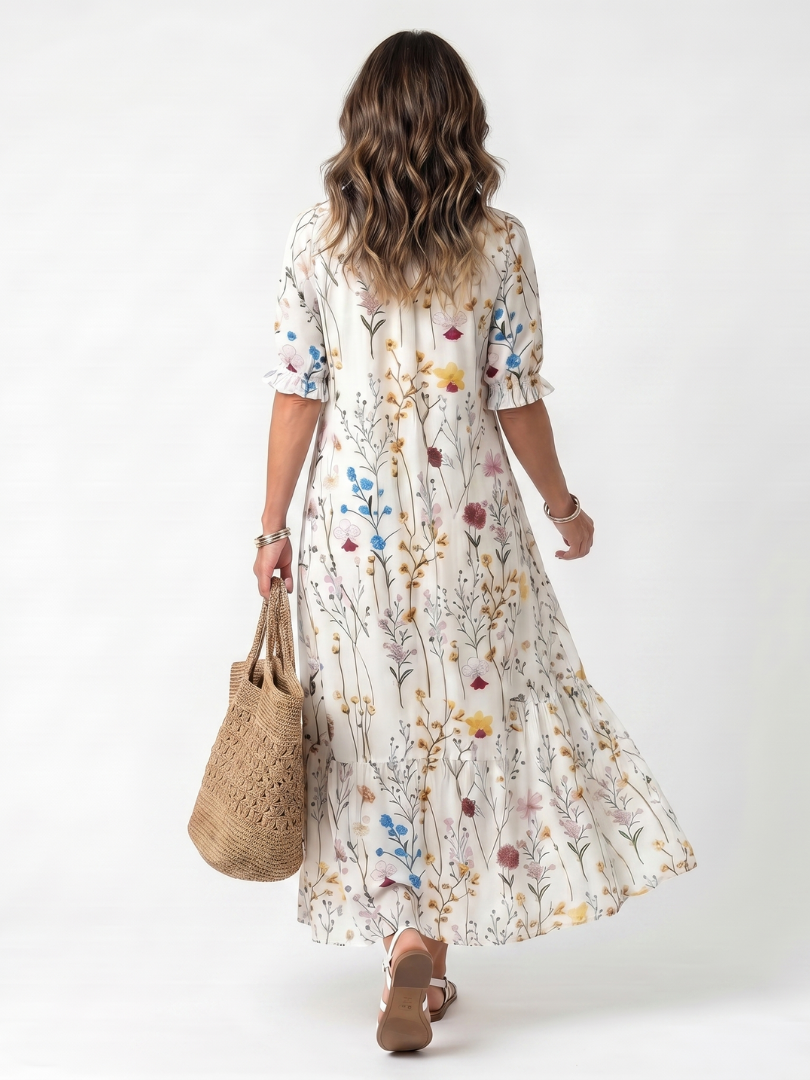 Sylvie — Abito Midi con Stampa Botanica