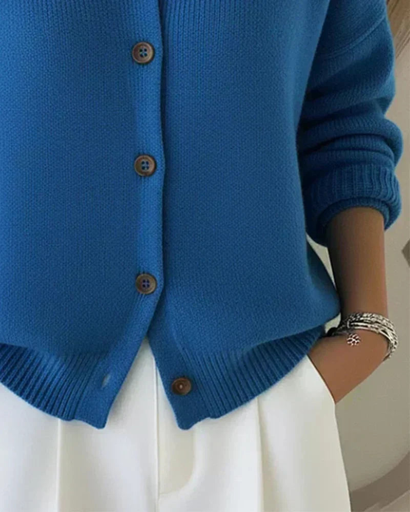 Vega — Cardigan in Maglia con Colletto a Camicia