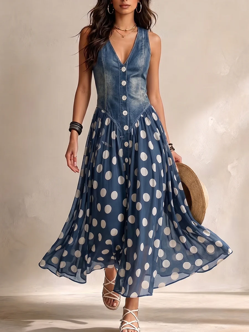 Bianca — Abito Midi in Chiffon a Pois