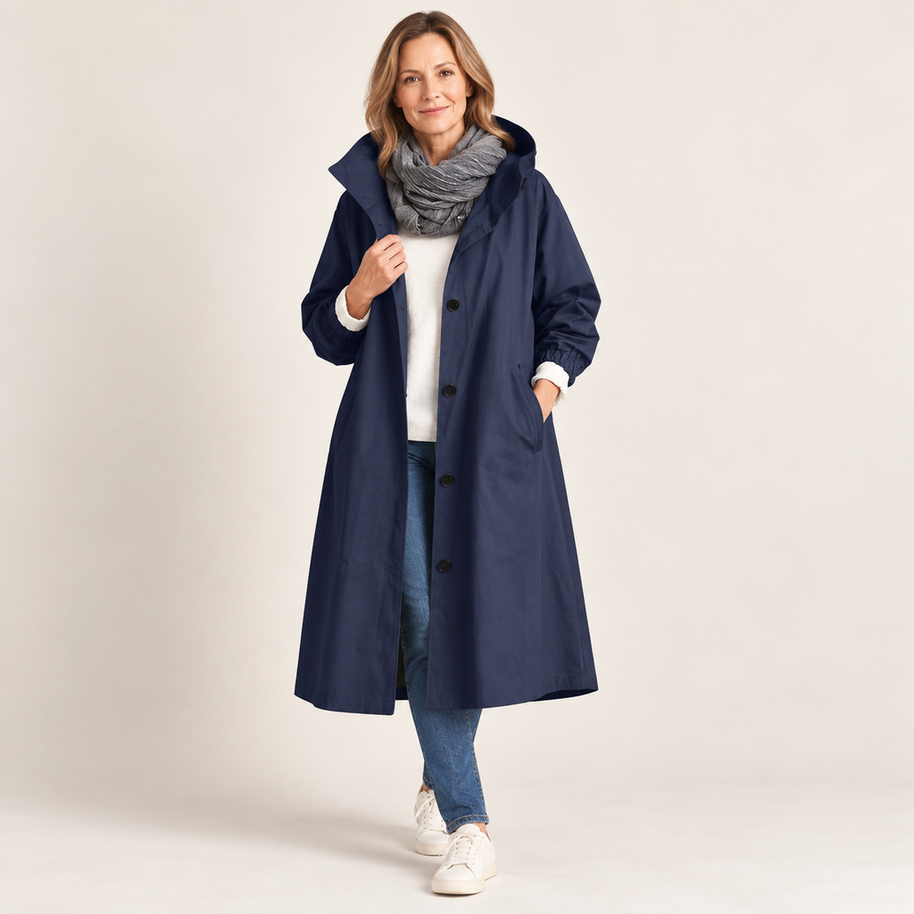 Audrey — Trench Elegante con Cappuccio