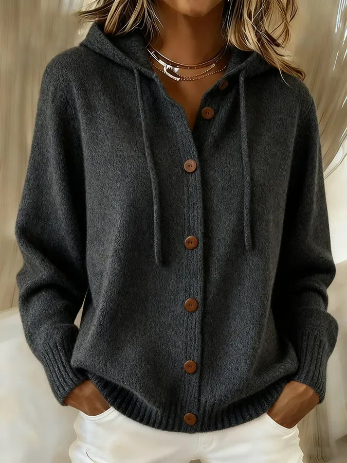 Begoña — Cardigan in Maglia con Cappuccio e Bottoni