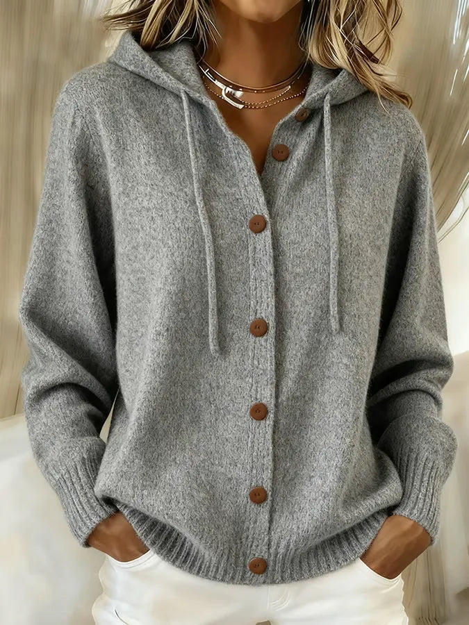 Begoña — Cardigan in Maglia con Cappuccio e Bottoni