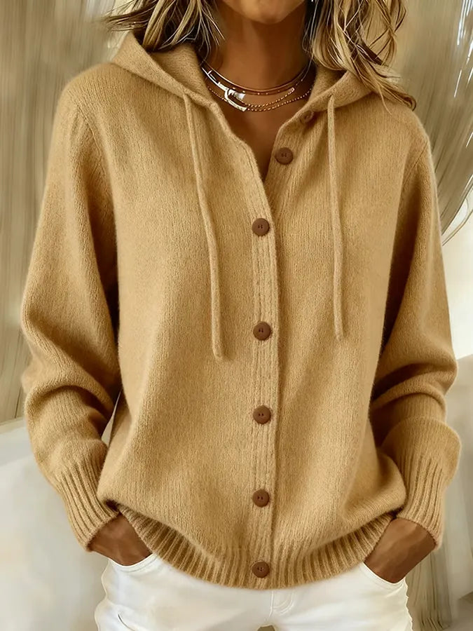 Begoña — Cardigan in Maglia con Cappuccio e Bottoni