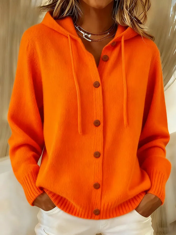 Begoña — Cardigan in Maglia con Cappuccio e Bottoni