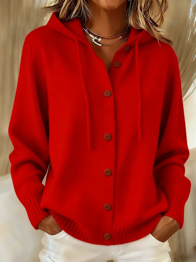 Begoña — Cardigan in Maglia con Cappuccio e Bottoni