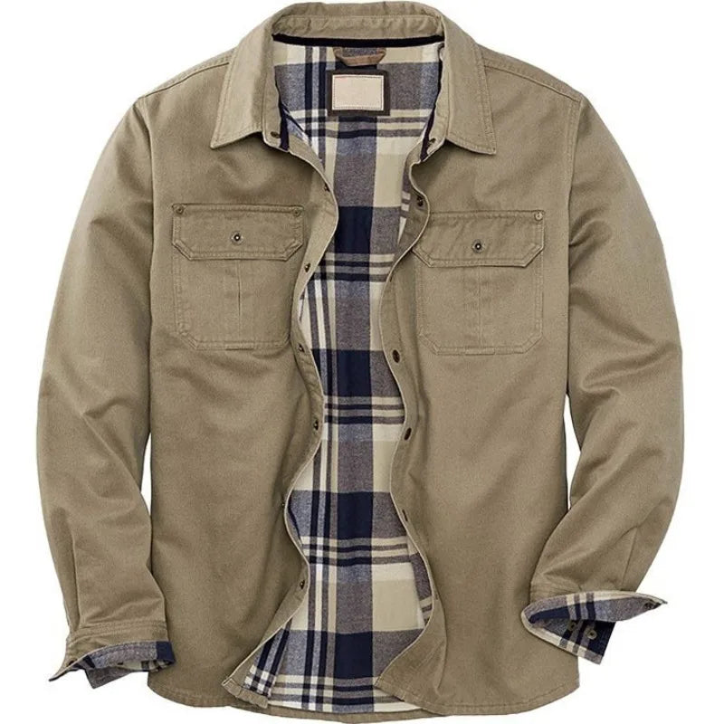 Chaqueta de algodón vintage en caqui