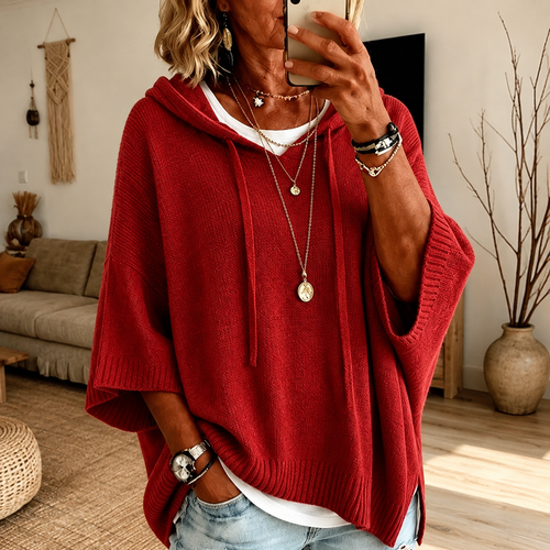 Claire — Poncho in Maglia con Cappuccio