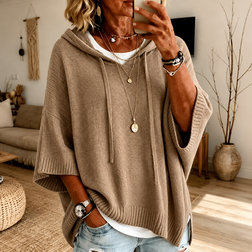 Manon — Poncho in Maglia con Cappuccio