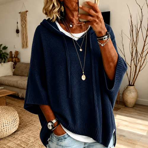 Juliette — Poncho in Maglia con Cappuccio