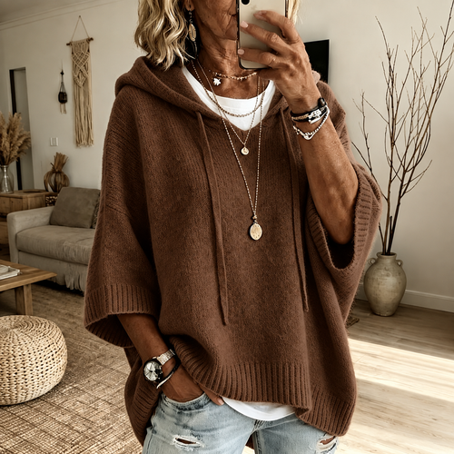 Louise — Poncho in Maglia con Cappuccio