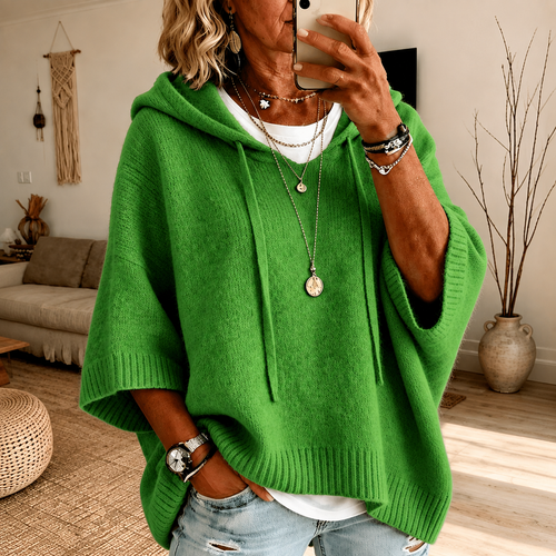 Margaux — Poncho in Maglia con Cappuccio