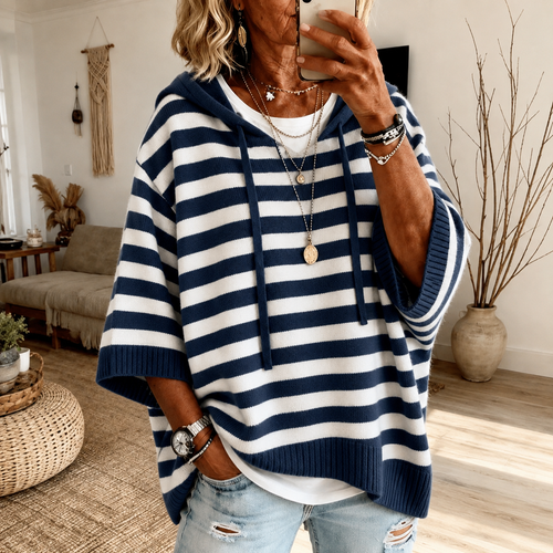 Marine — Poncho in Maglia a Righe