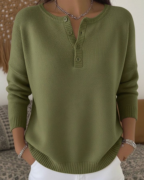 Helena — Maglione in Maglia con Bottoni Henley
