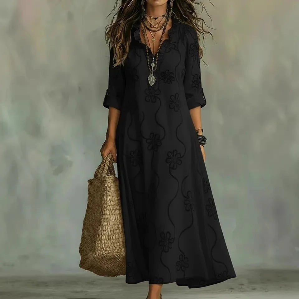 Vestido floral en negro
