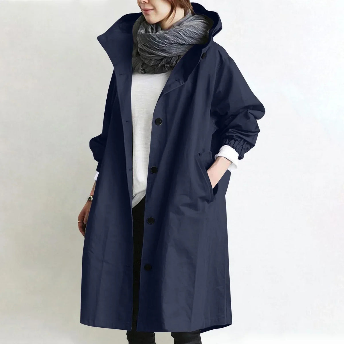Audrey — Trench Elegante con Cappuccio