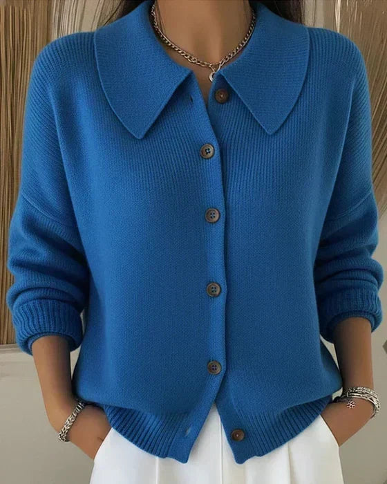 Vega — Cardigan in Maglia con Colletto a Camicia