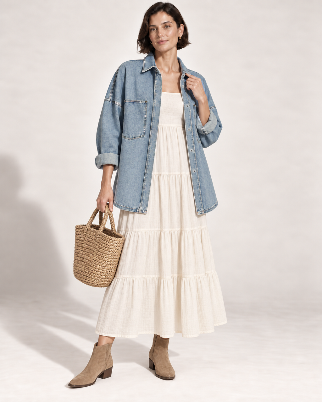 Giulia — Giacca Camicia in Denim al mercato