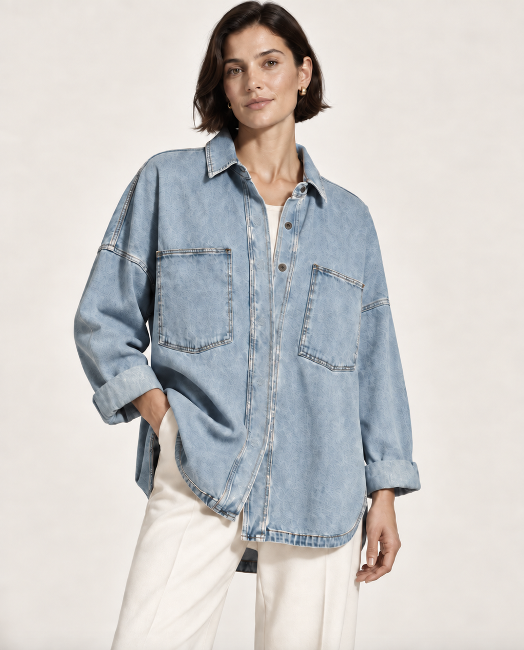 Giulia — Giacca Camicia in Denim dettaglio